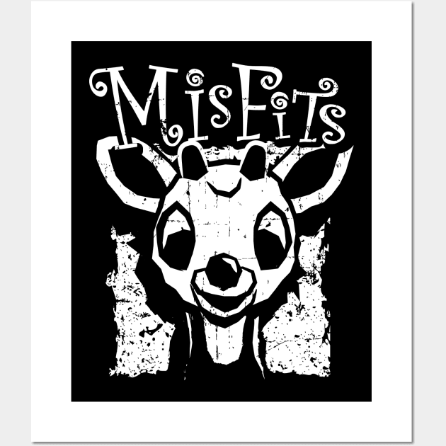 Misfits of Christmas Town: Rudolph the Red-Nosed Reindeer (white print) Wall Art by SaltyCult